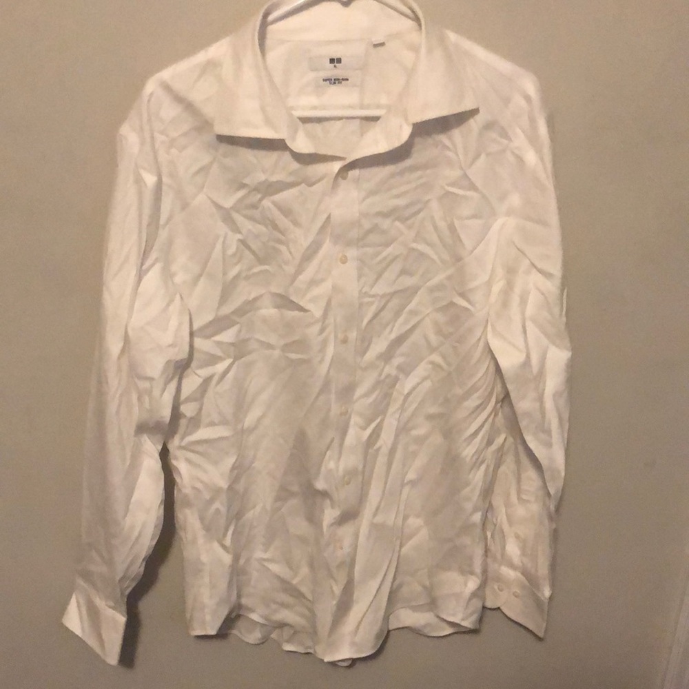 UNIQLO Slim Fit White Men’s Dress Button-Up Shirt Sz XL